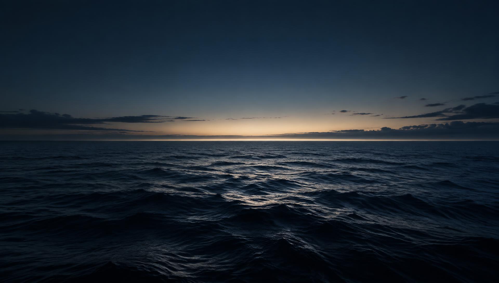 Primeira luz surgindo sobre o oceano