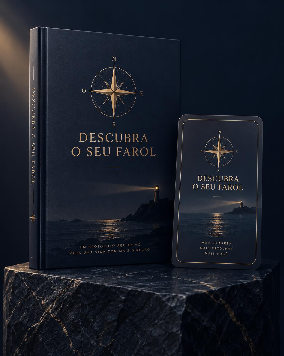 Livro e cartão Descubra o Seu Farol